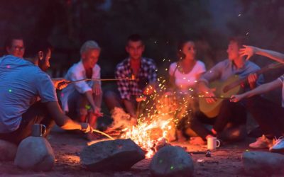 people around campfire